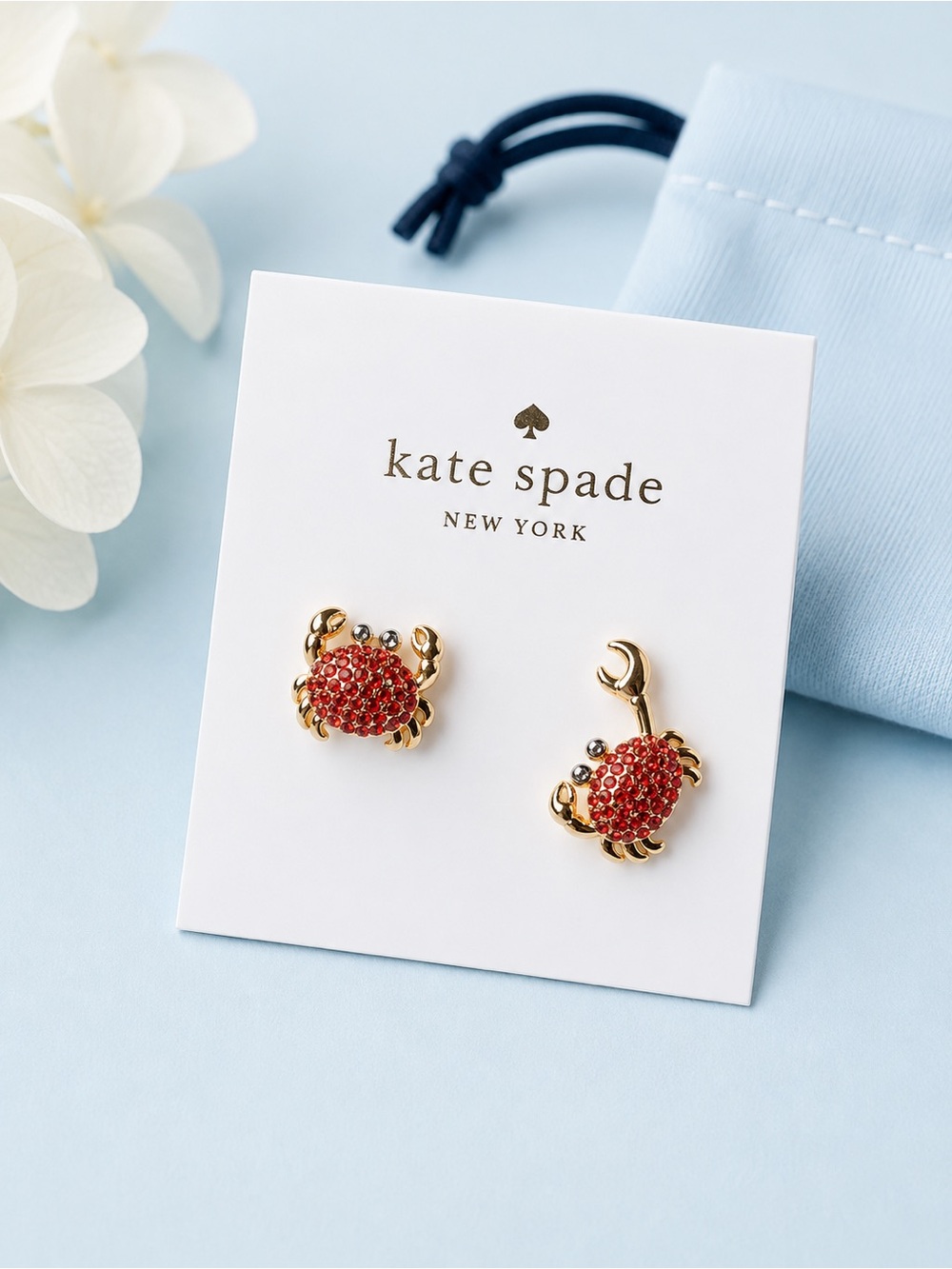 kate spade Gold-Tone Red Crab Stud Earrings